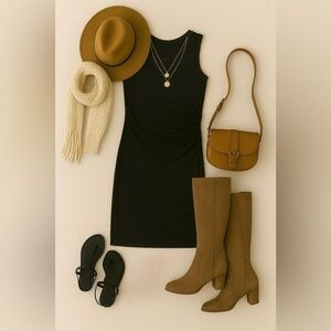 NWOT Treasure and Bond Sleeveless black side ruched dress XXS